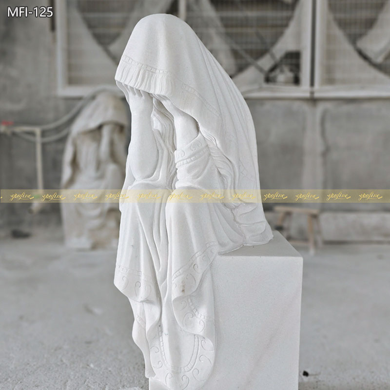 Marble Weeping Lady Statue for cemetery