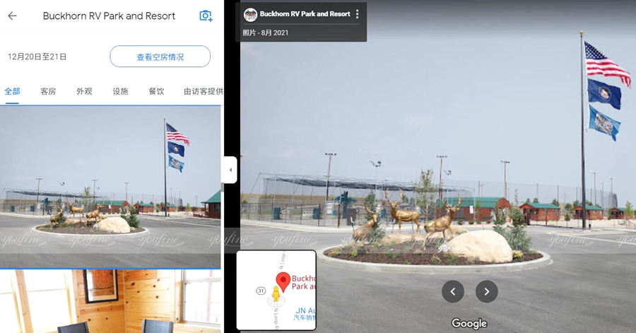 Standing Bronze Elk Statues RV Park and Resort