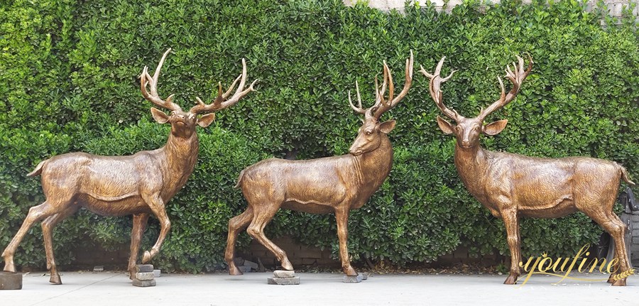 Top 3 Standing Bronze Elk Statues