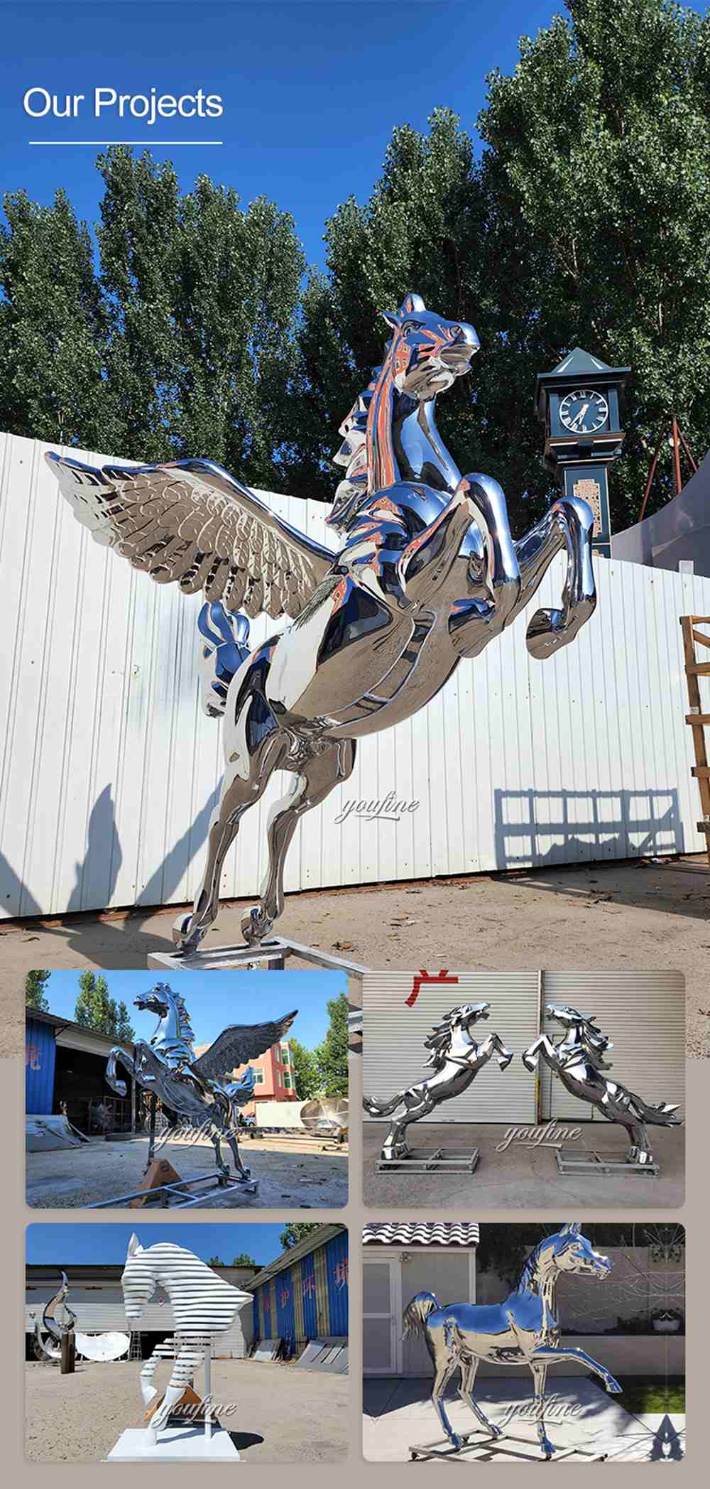 stainless steel horse sculpture