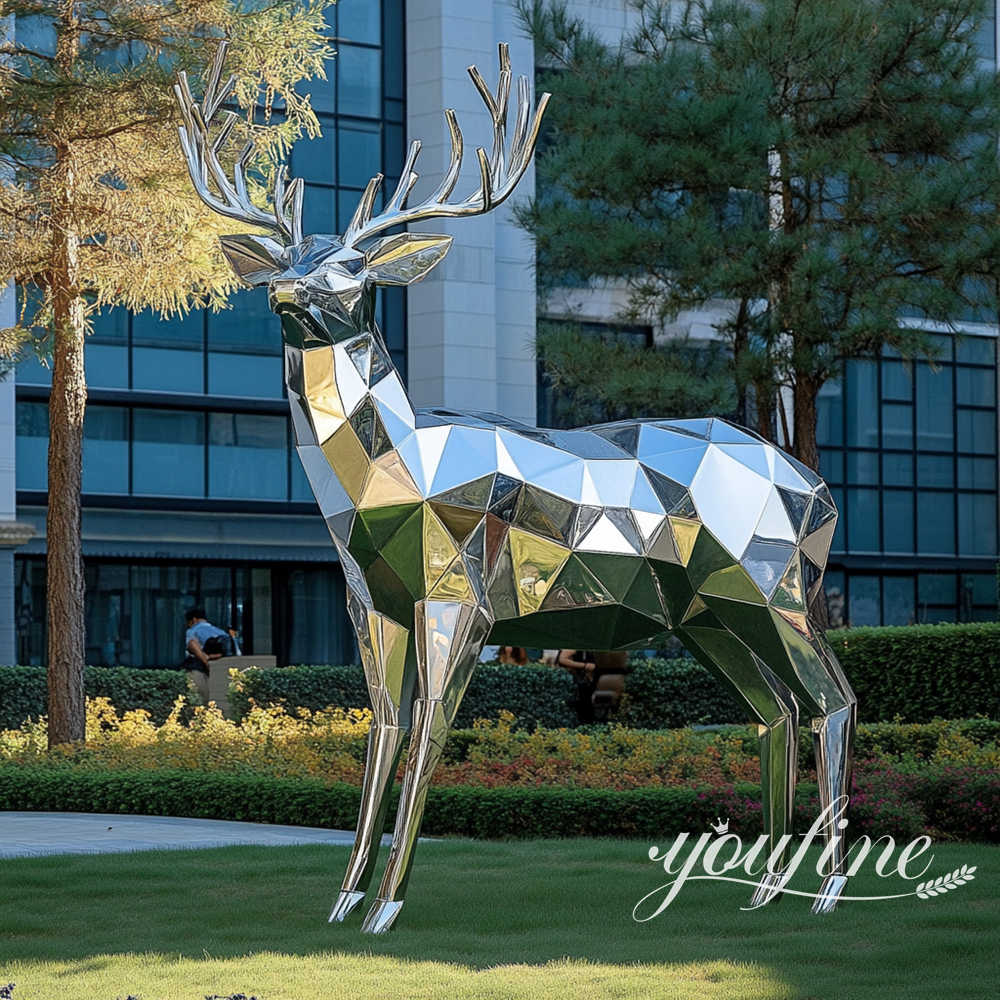life size geometric deer sculpture