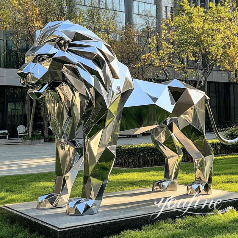 custom geometric lion sculpture