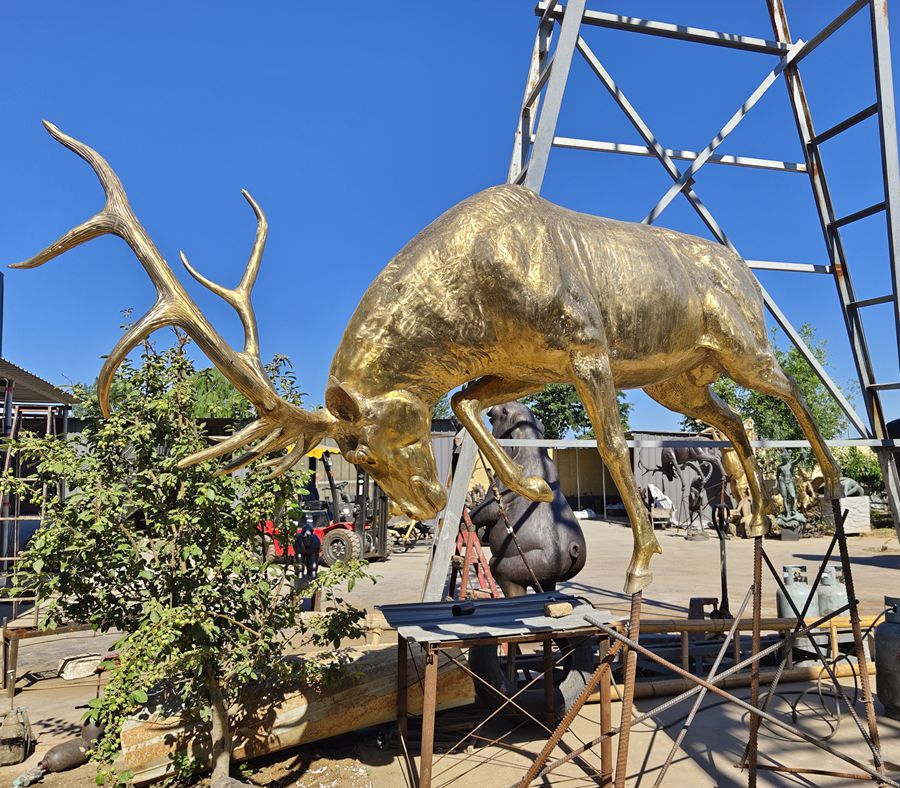 large polish Bronze Deer Statues