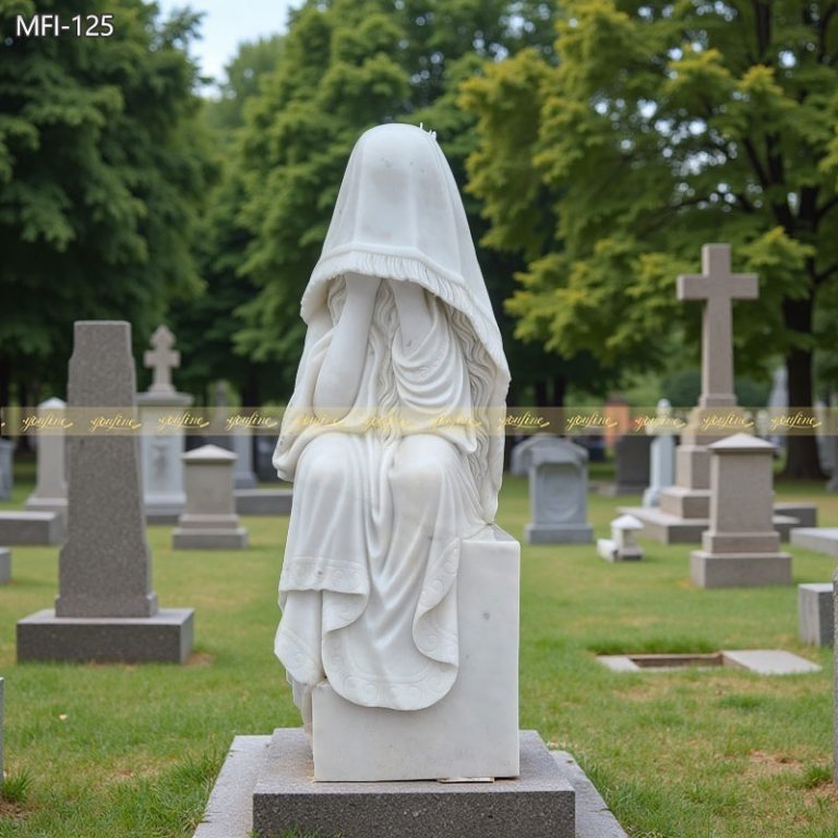 Hand Carved Marble Weeping Lady Statue for Cemetery