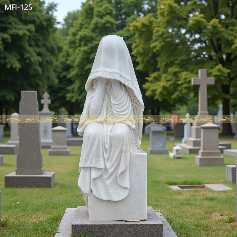 life size Marble Weeping Lady Statue for cemetery