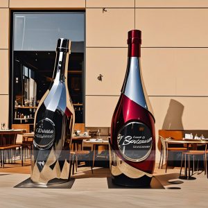 modern metal bottle sculpture
