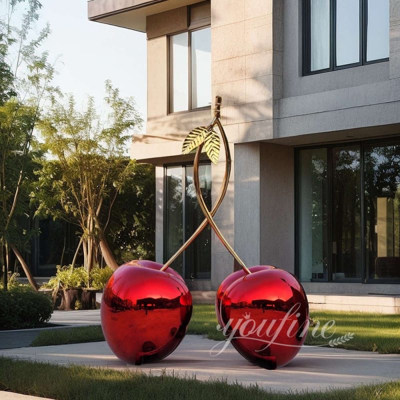 modern metal cherry sculpture