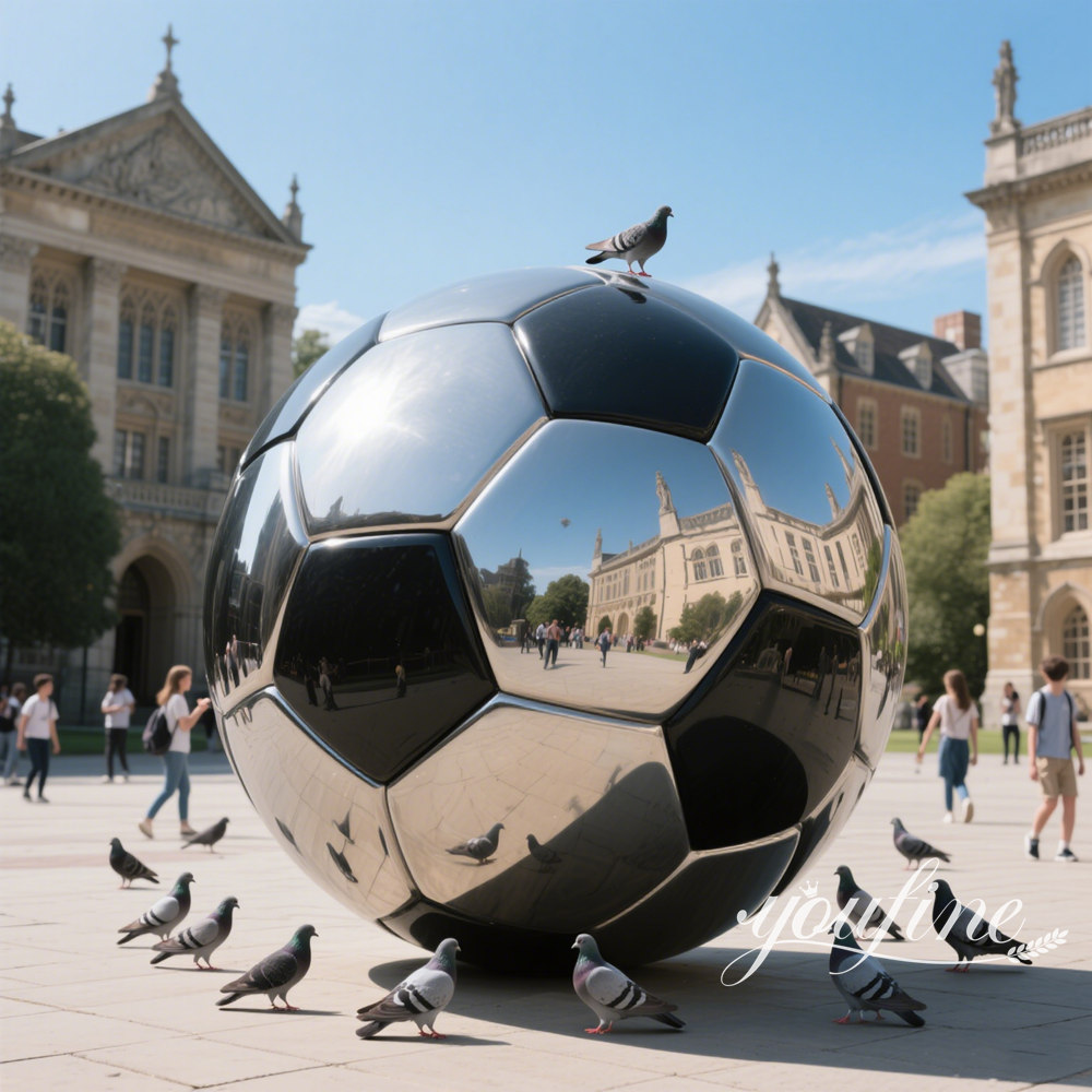 modern metal soccer ball sculpture