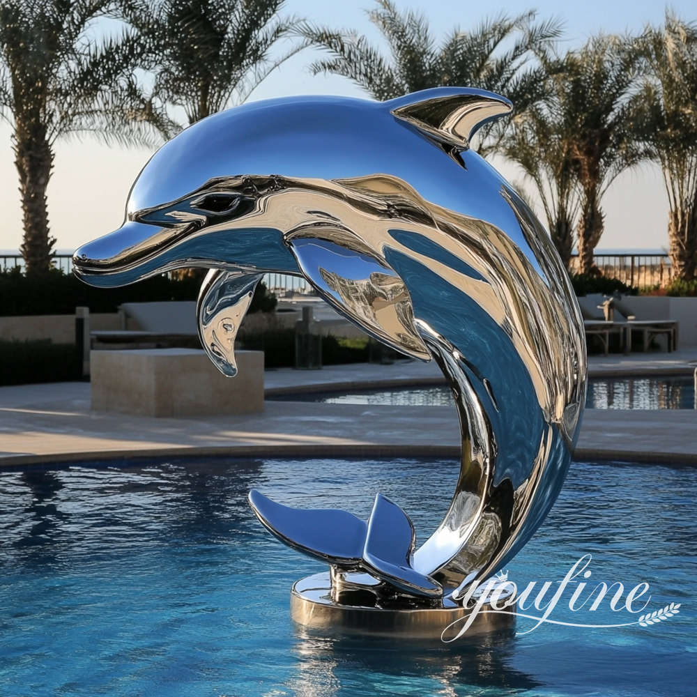 stainless steel dolphin sculpture