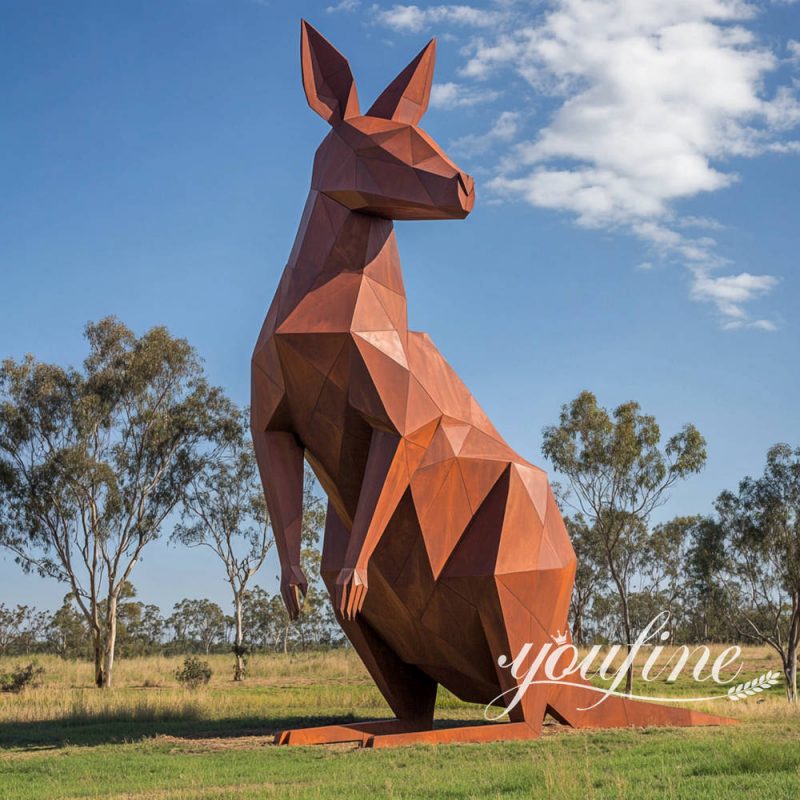 rustic steel kangaroo sculpture for outdoor