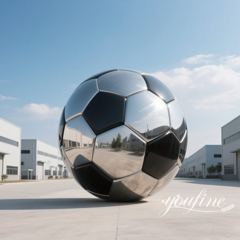 outdoor metal soccer ball sculpture