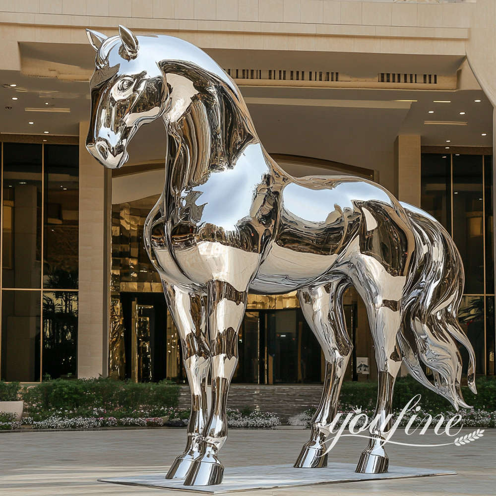 polished stainless steel house sculpture