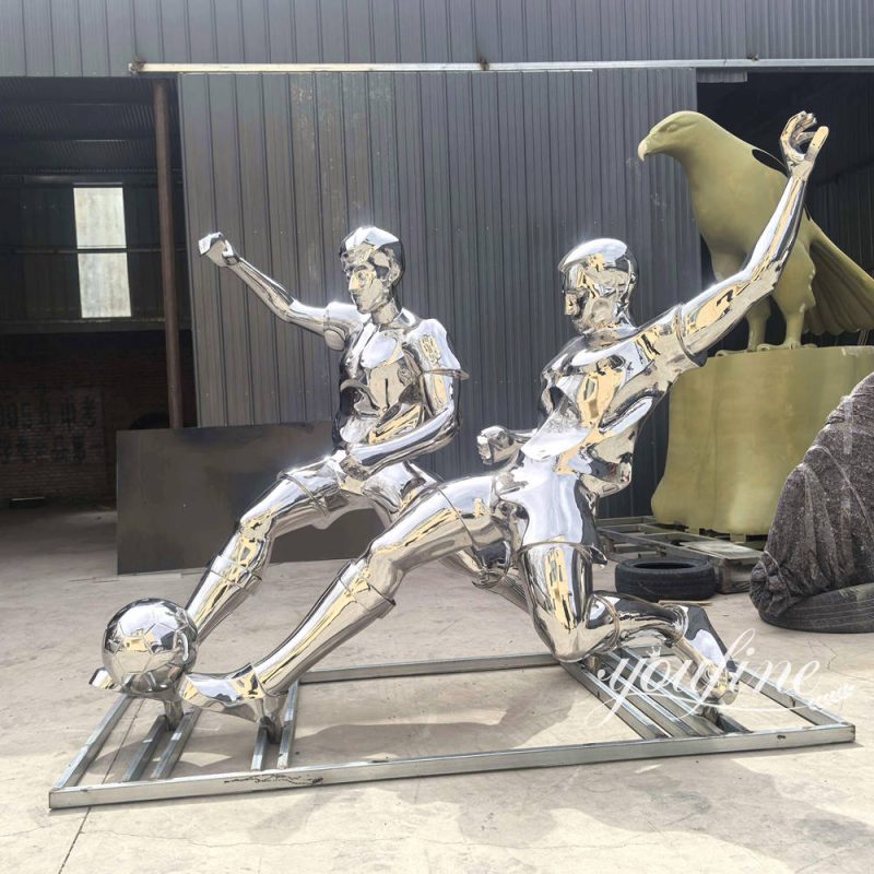 Custom Life Size Stainless Steel Soccer Player Sculpture SSS-032