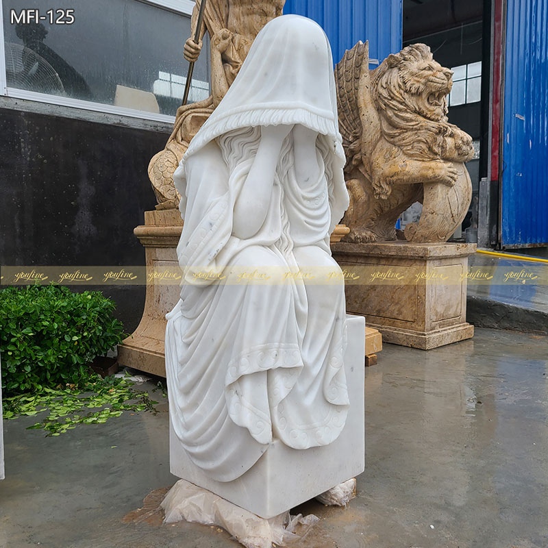 white Marble Weeping Lady Statue for cemetery