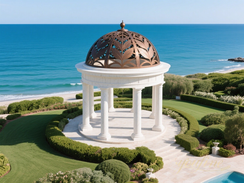 white large marble gazebo in seaside