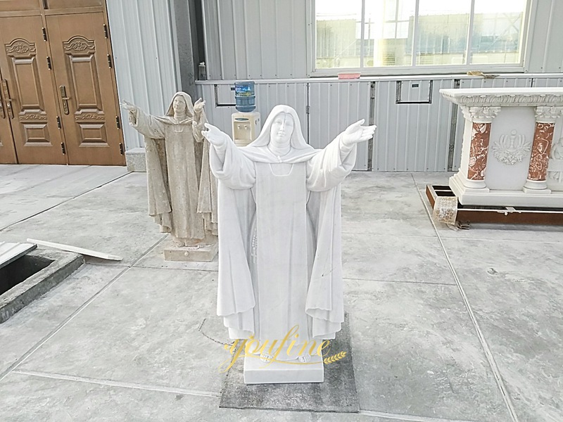 5 feet White Marble female saint statue
