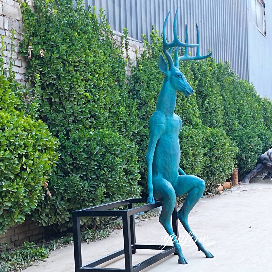 Bronze Scioto Lounge Deer Sculpture