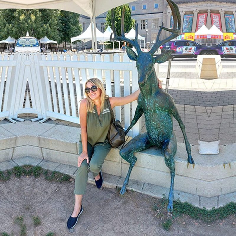 Bronze Scioto Lounge Deer statue