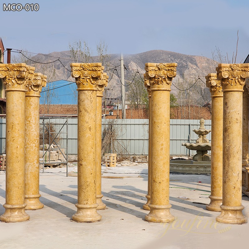 nartual Dark Beige Marble Columns for Classical Architecture