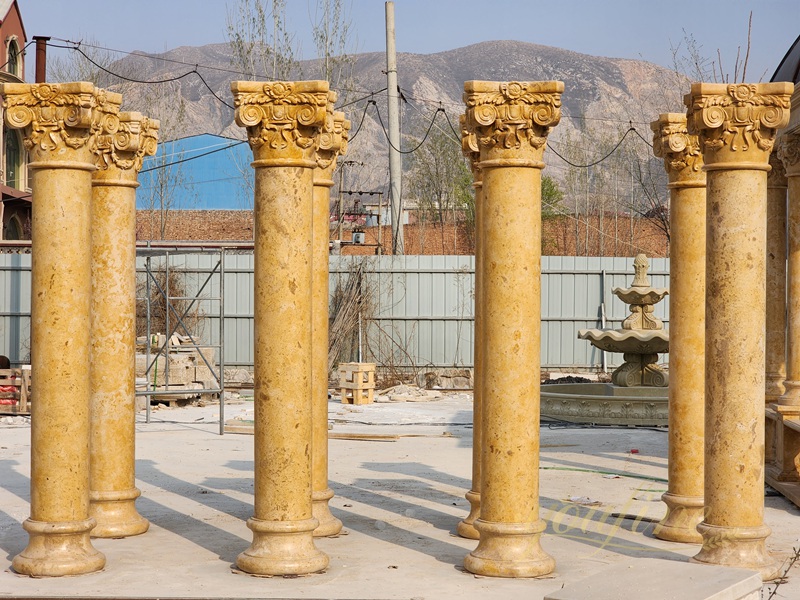 natural Dark Beige Marble Columns