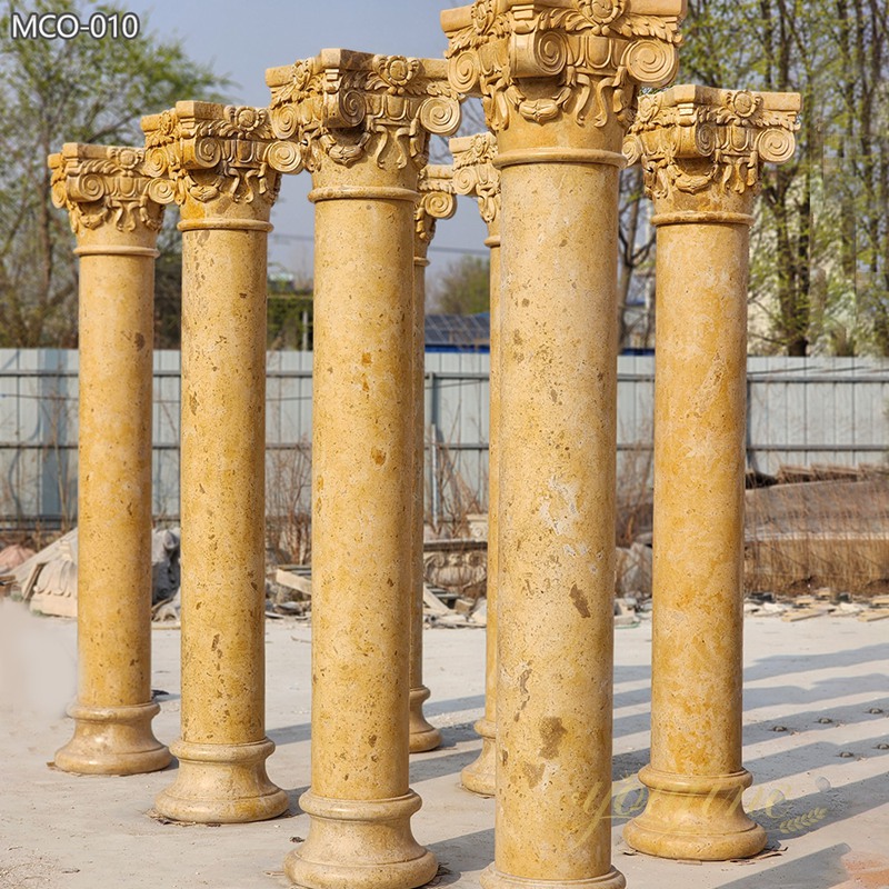 Dark Beige Marble Columns for Classical Architecture