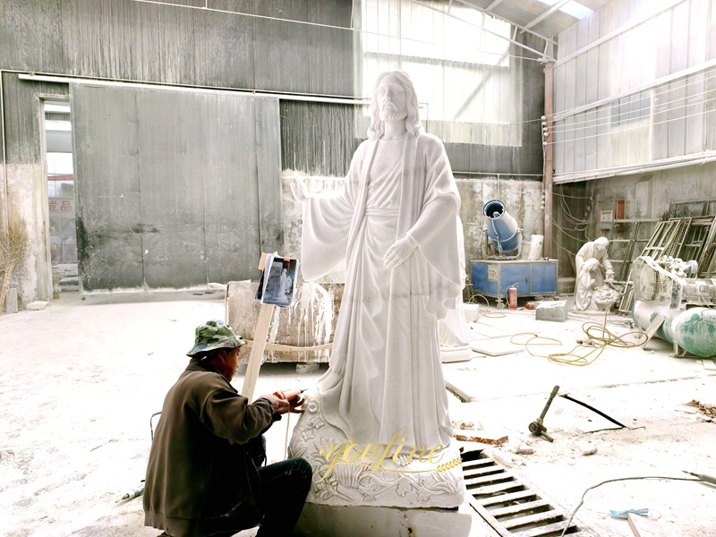 Marble Jesus statue carving process