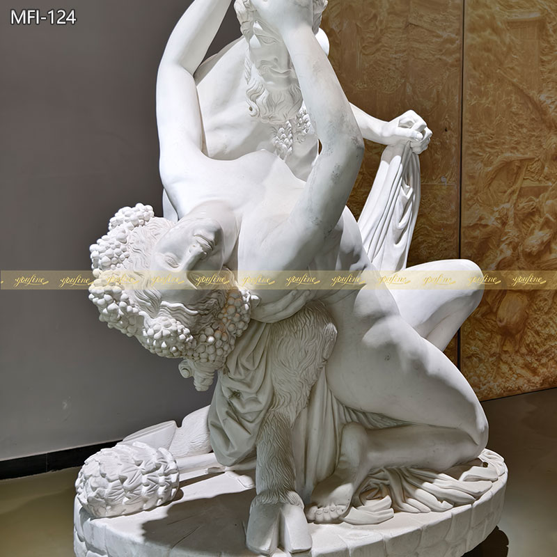 Marble Satyr and Bacchante Statue for museum