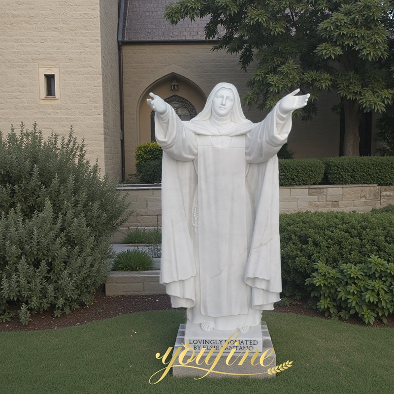 White Marble female saint statue for church garden