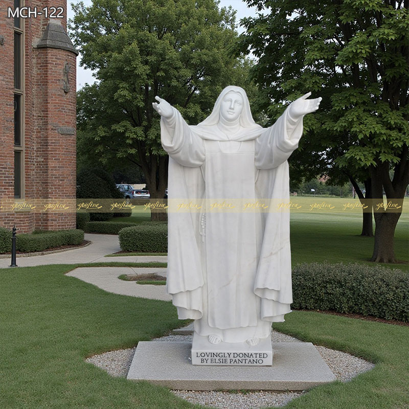 White Marble female saint statue