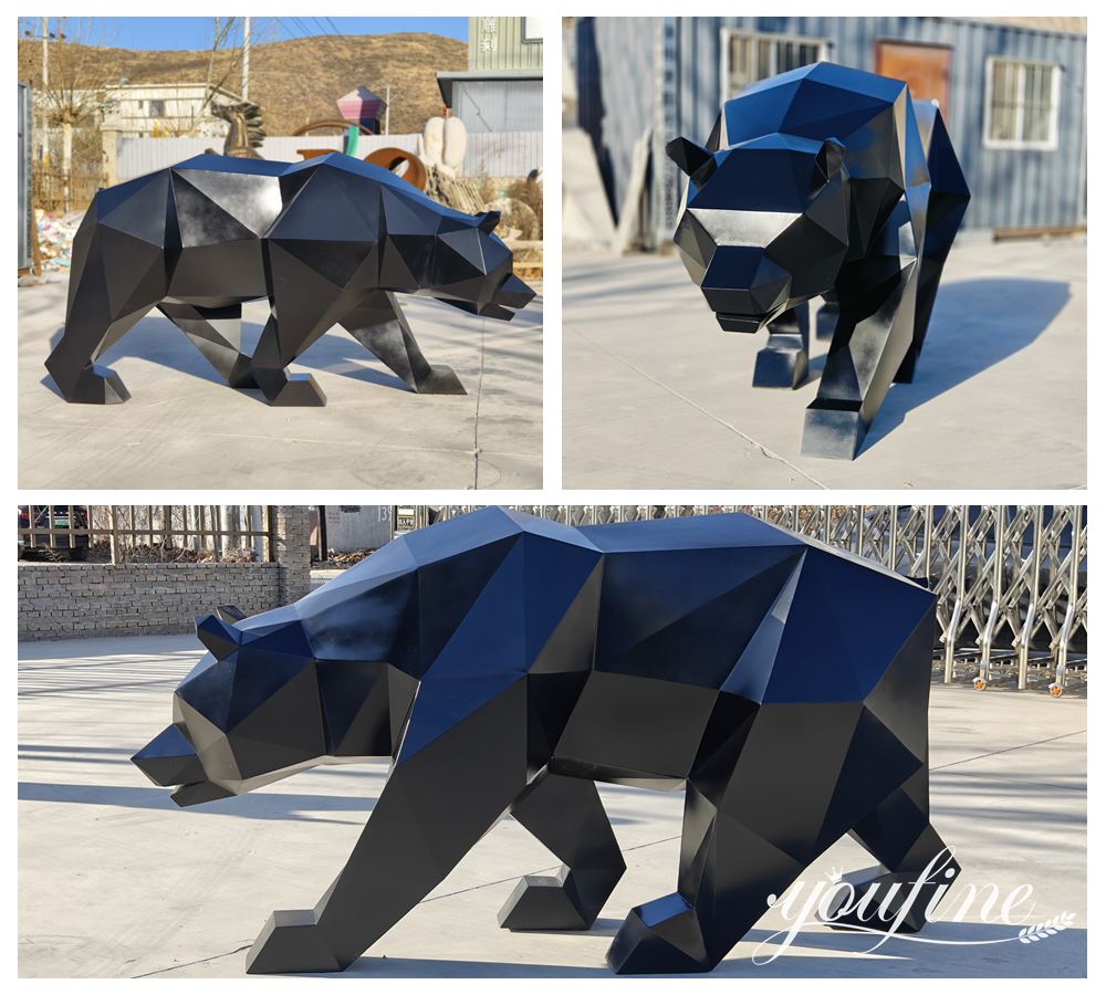 hand craft geometric bear sculpture