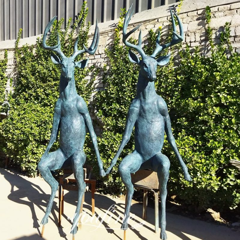 bronze Scioto Lounge Deer statue art