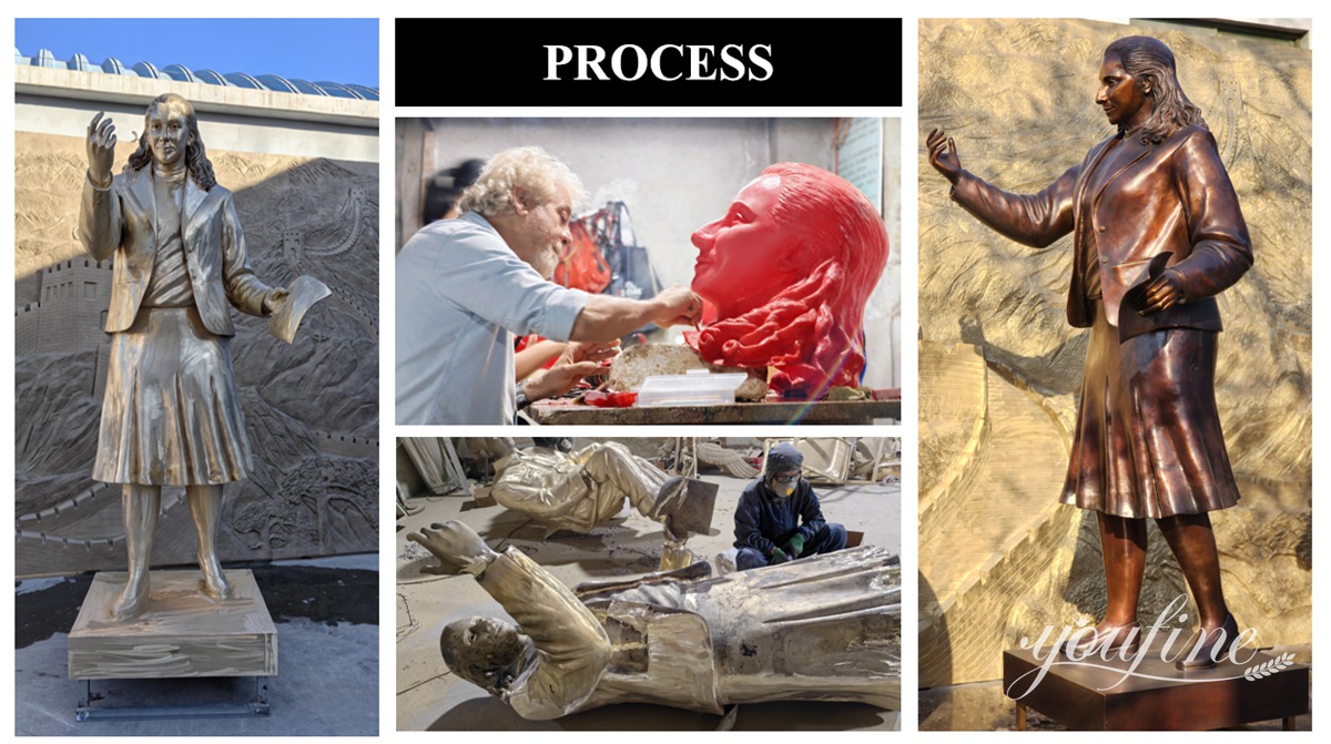 casting process of the poetess sculpture