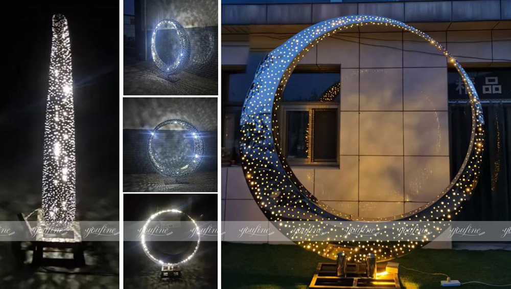 finished stainless steel light sculpture