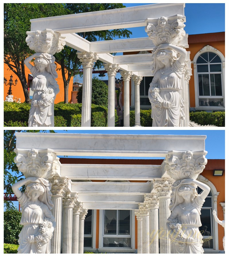 high quality hand carved Marble Pergola with Greek Goddess Statues