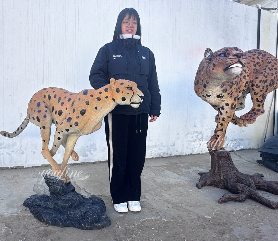 large cheetah statue art
