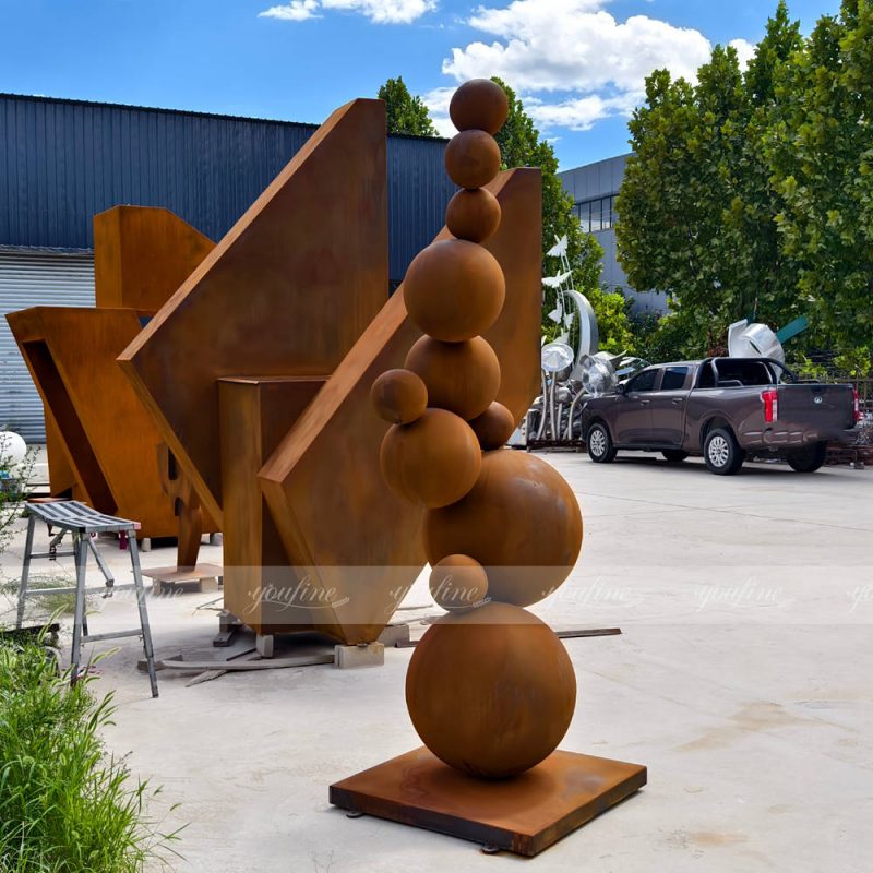large steel sphere sculpture