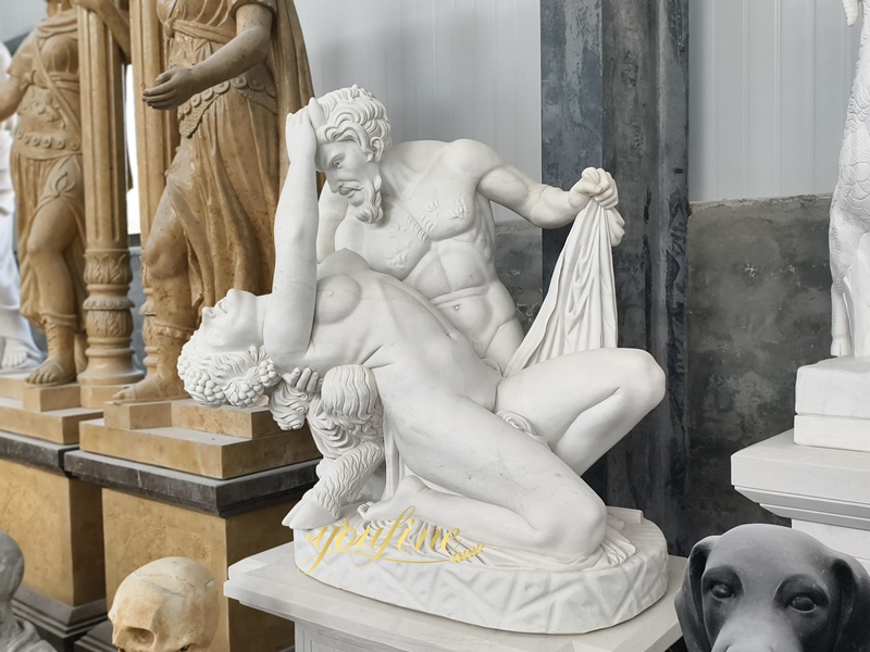 life size Marble Satyr and Bacchante Statue