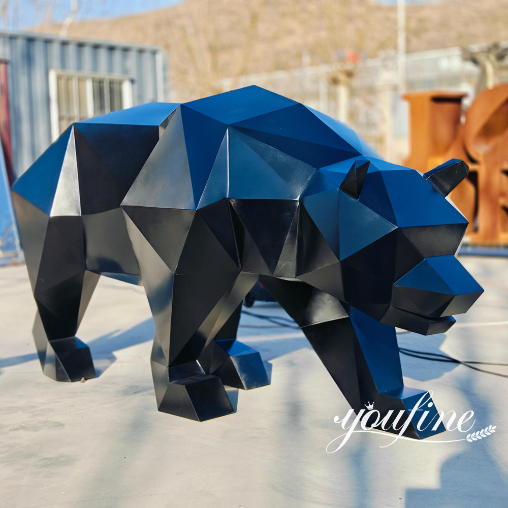 black stainless steel bear sculpture