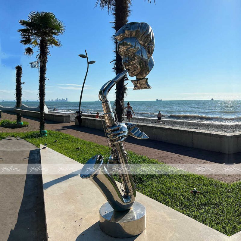 modern saxophone player statue