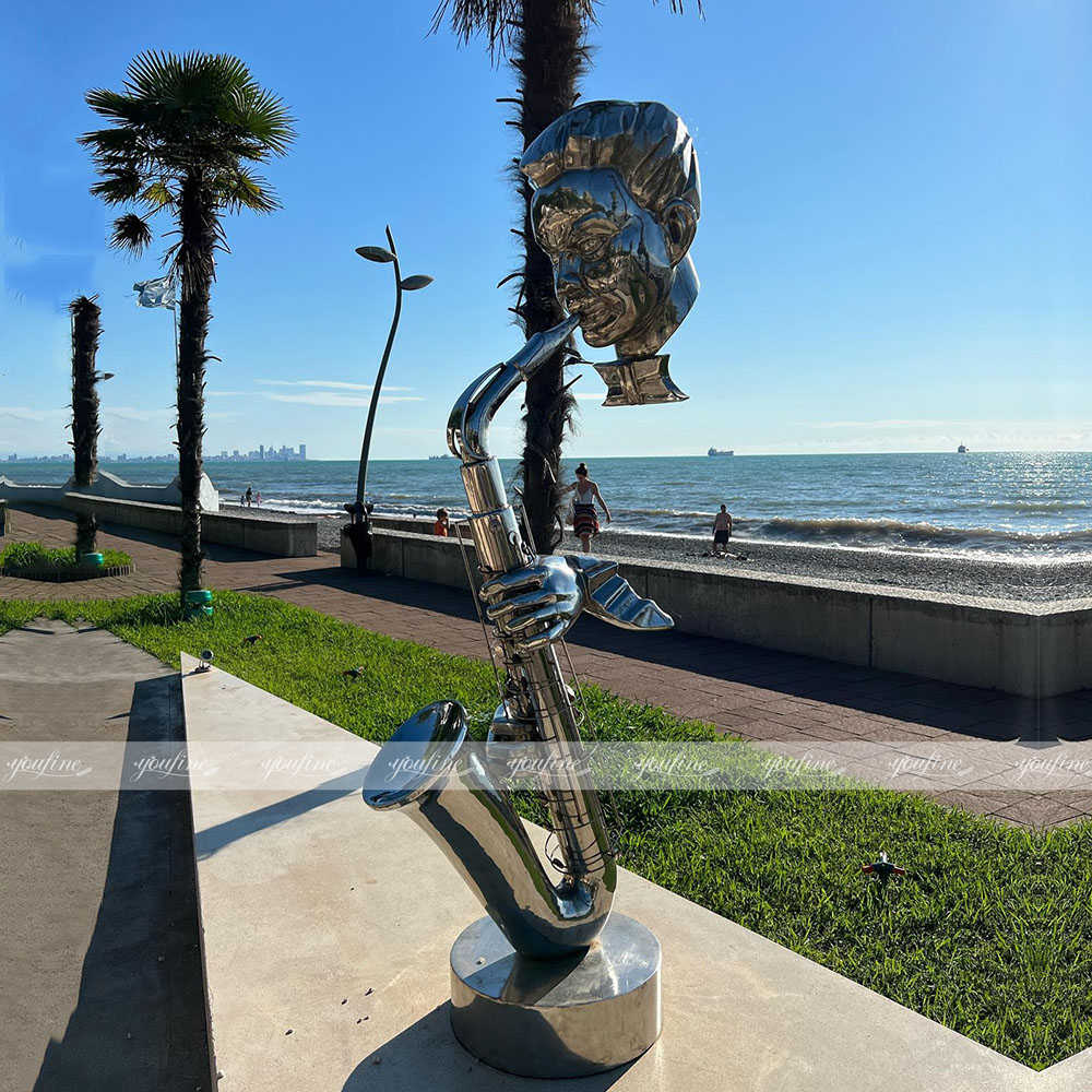 modern saxophone player statue