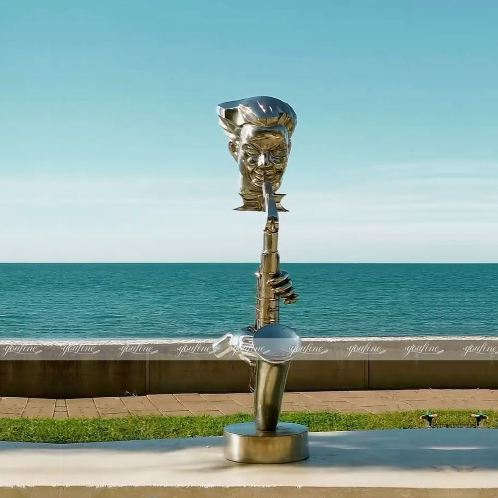 Stainless Steel Abstract Saxophone Player Statue CSS-30