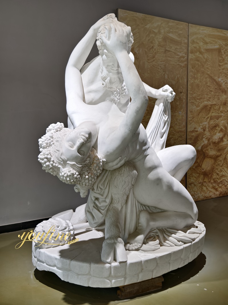 white Marble Satyr and Bacchante Statue