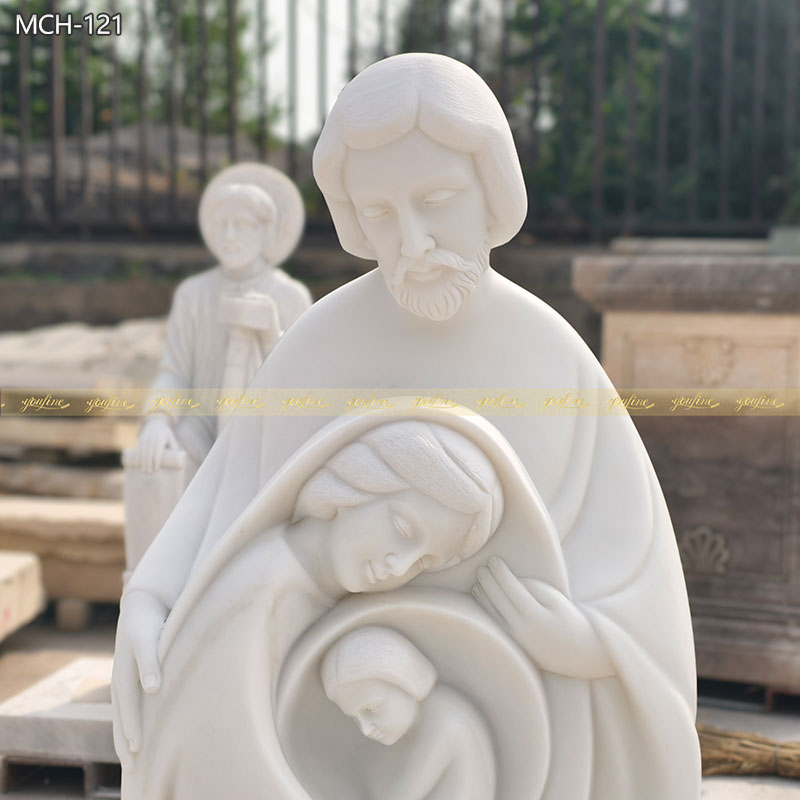 white marble modern holy family statue