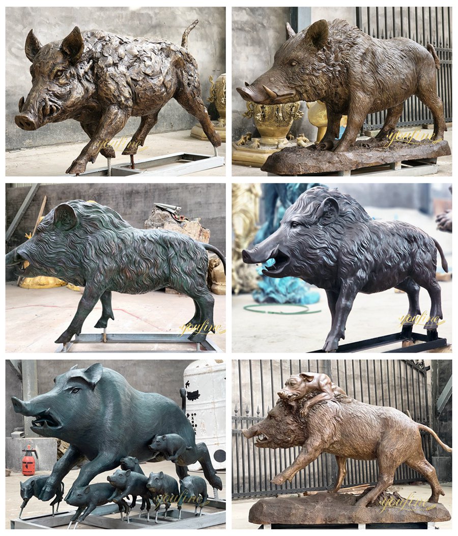 wild boars statues