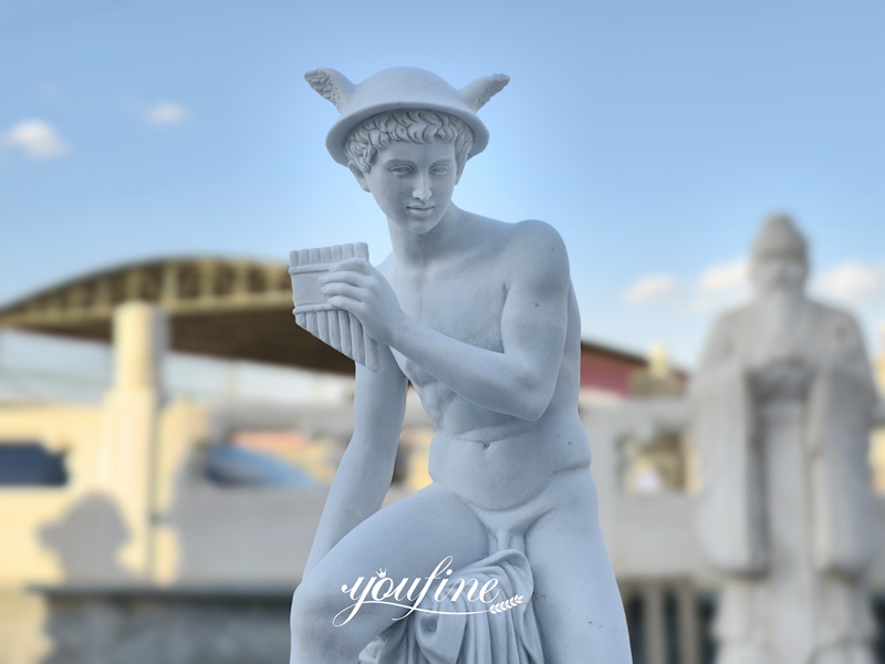 Greek mercury marble statue detail