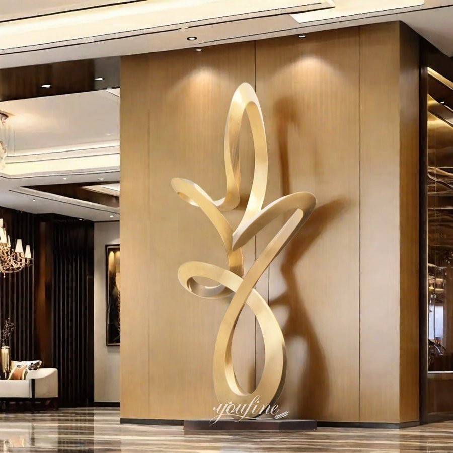 Large Bronze Abstract Ring Sculpture for Hotel Lobby