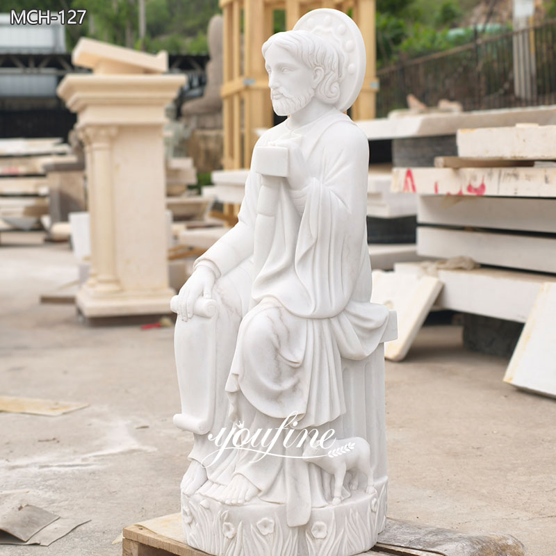 white marble St. Anthony the Great statue