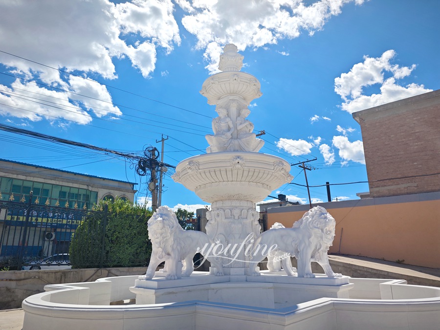 Majestic white lion fountain