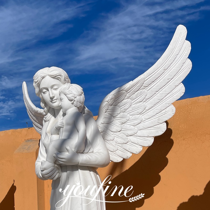 garden Mother angel holding baby statue