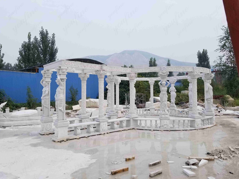 white natural marble gazebo in Salt Lake City, Utah, USA